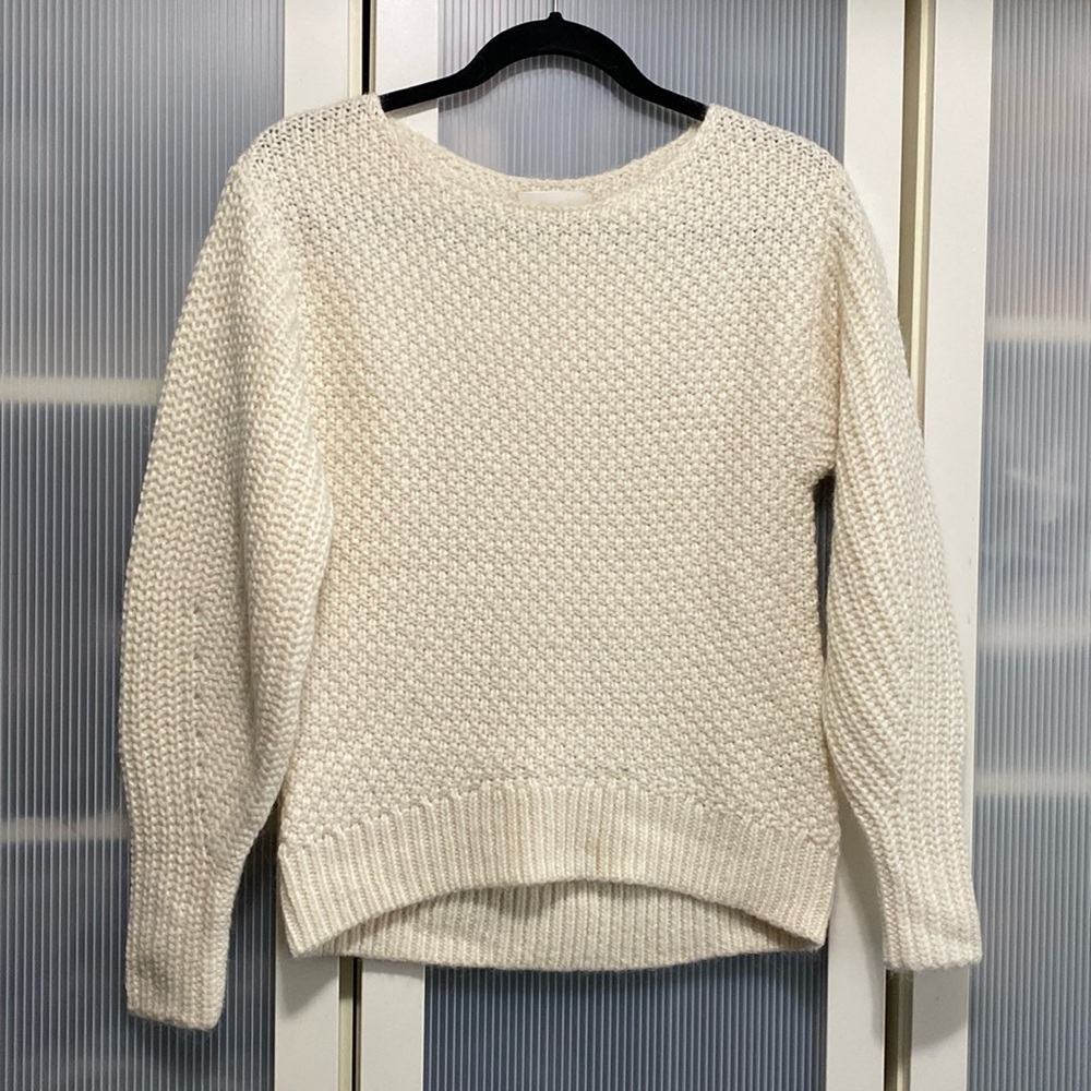 NWOT Aritzia Wool Blend  Crew Neck Knitted Ivory Long Sleeve Sweater Siz… - Picture 3 of 12